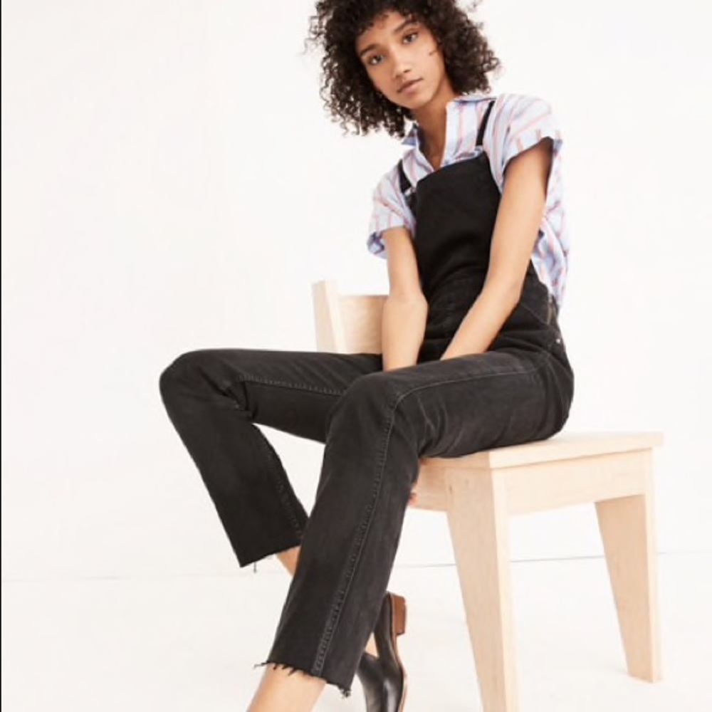 Madewell Black Skinny Overalls Lunar Wash
